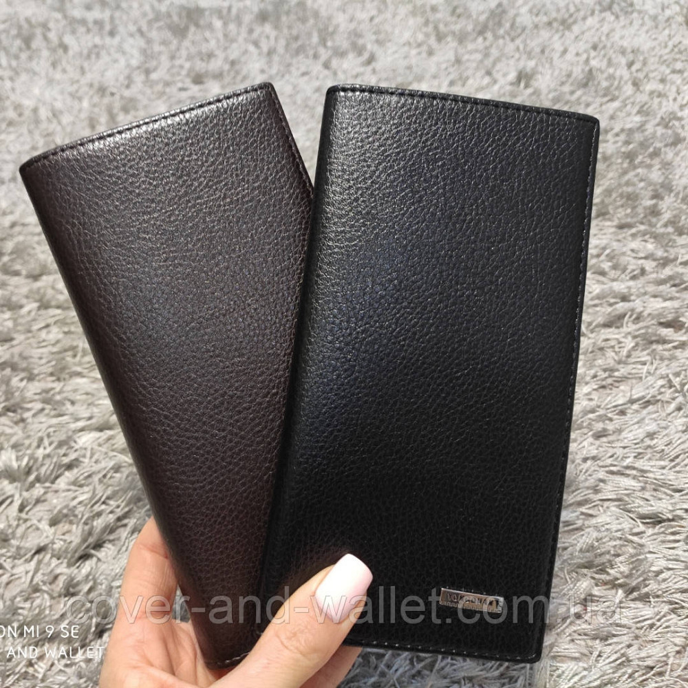 Стильний чоловічий гаманець купюрник без застібки чорного кольору Київ - фото 7