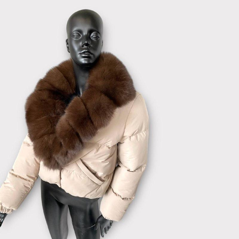 Зимовий пуховик жіночий з хутром Бежевий Темний Соболь L Харків - фото 2