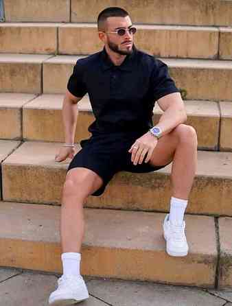 Чоловічий стильний повсякденний літній костюм трикотаж двонитка Чорний, 50/52 Одеса