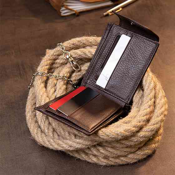 Портмоне унисекс с цепочкой Коричневое (Vintage) Киев