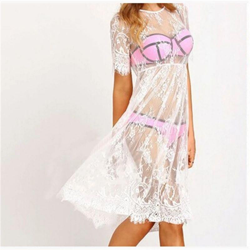 Накидка для пляжу із мережива білий L Київ - фото 1