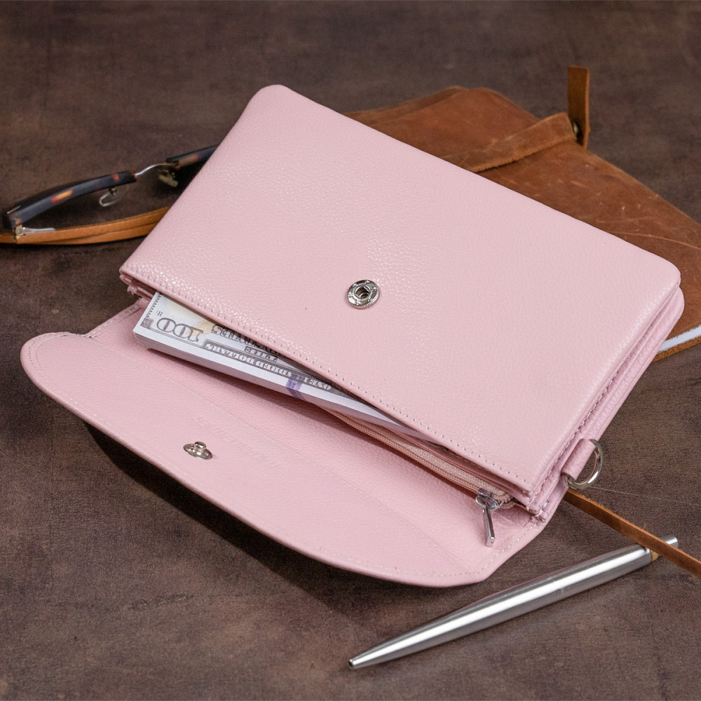 Клатч зі шкіри жіночий Рожевий (ST Leather) Київ - фото 4