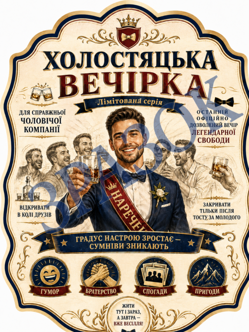 Этикетки на бутылку для мальчишника, наклейки на алкоголь на холостяцкую вечеринку, именной подарок для друга Одесса - изображение 1