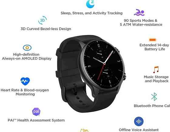 Смарт -Часы Amazfit Gtr 2 new version global midnight Black. Киев