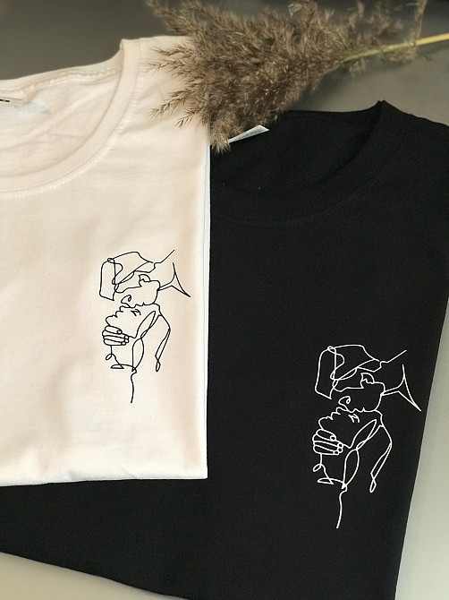 Парні футболки для хлопця та дівчини з абстрактним принтом облич Чернівці - фото 2