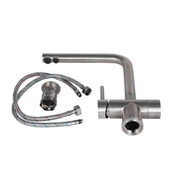 Смеситель для кухни Lidz Aria 24F-SFS F-образный c поключением фильтрованной воды (k35) сатин Киев