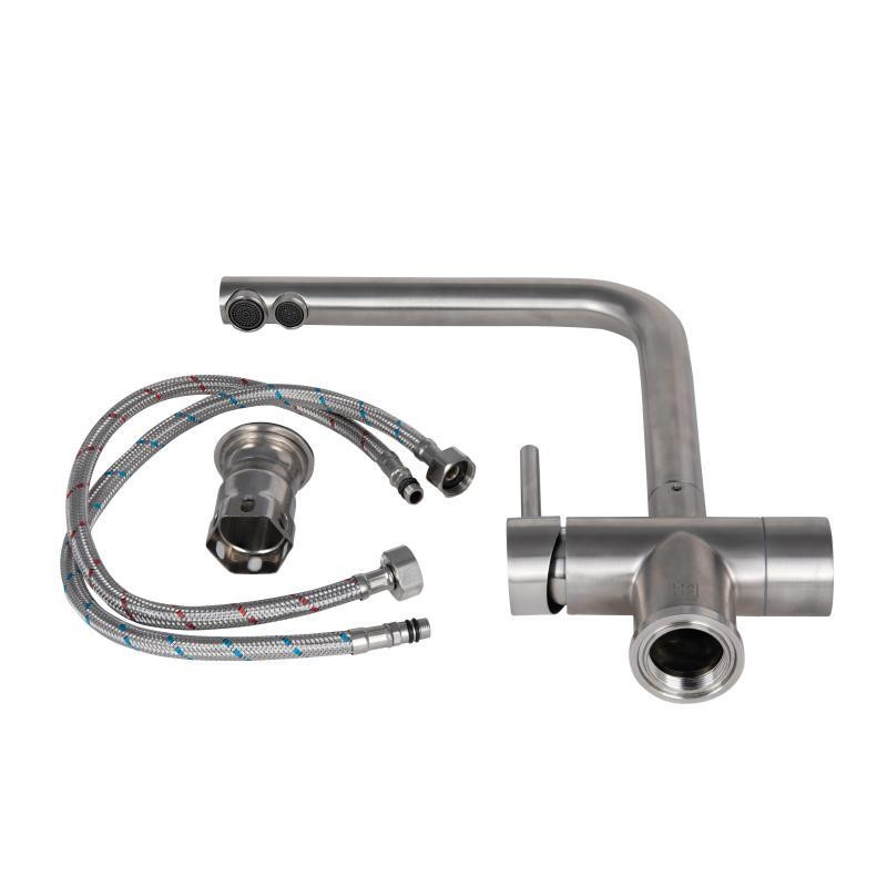 Смеситель для кухни Lidz Aria 24F-SFS F-образный c поключением фильтрованной воды (k35) сатин Киев - изображение 5