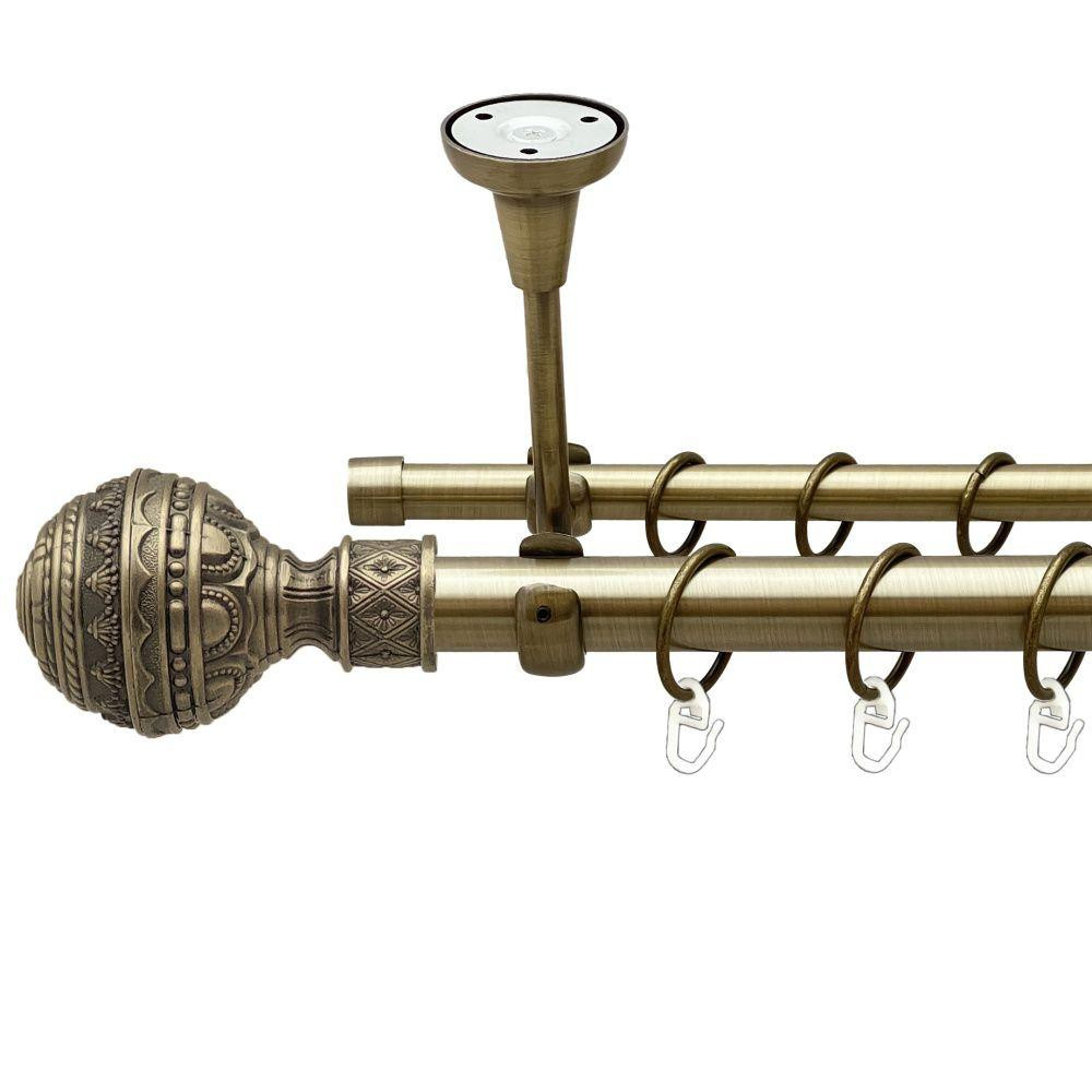 Карниз Orvit Арабеска металевий дворядний відкритий до стелі гладка труба кільце металеве Антик 25\16 мм 300 Львов - изображение 1