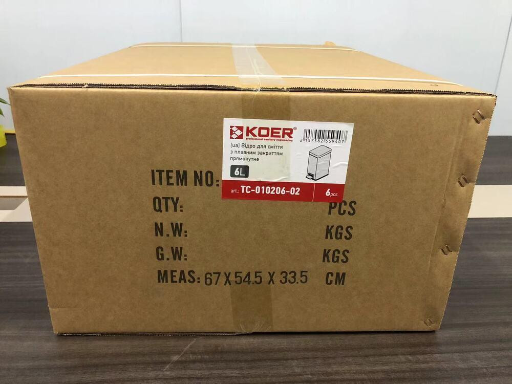Відро для сміття з плавним закриттям прямокутне Koer TC-010206-02 6 л колір нержавійка (KR5594) ( 28234 ) Харьков - изображение 8