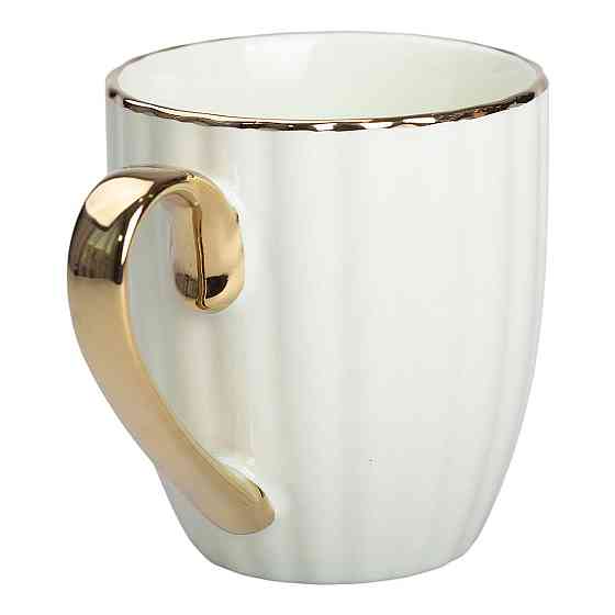 Кружка фарфоровая с золотым ободком и золотой ручкой 420 (мл) Мятный RX-N240629M Киев