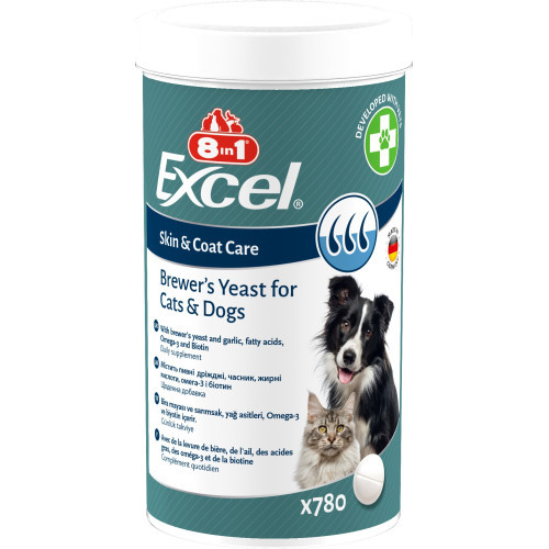 Вітаміни 8in1 Excel Brewers Yeast для собак та котів пивні дріжджі з часником для шкіри та шерсті 780 шт Київ - фото 4
