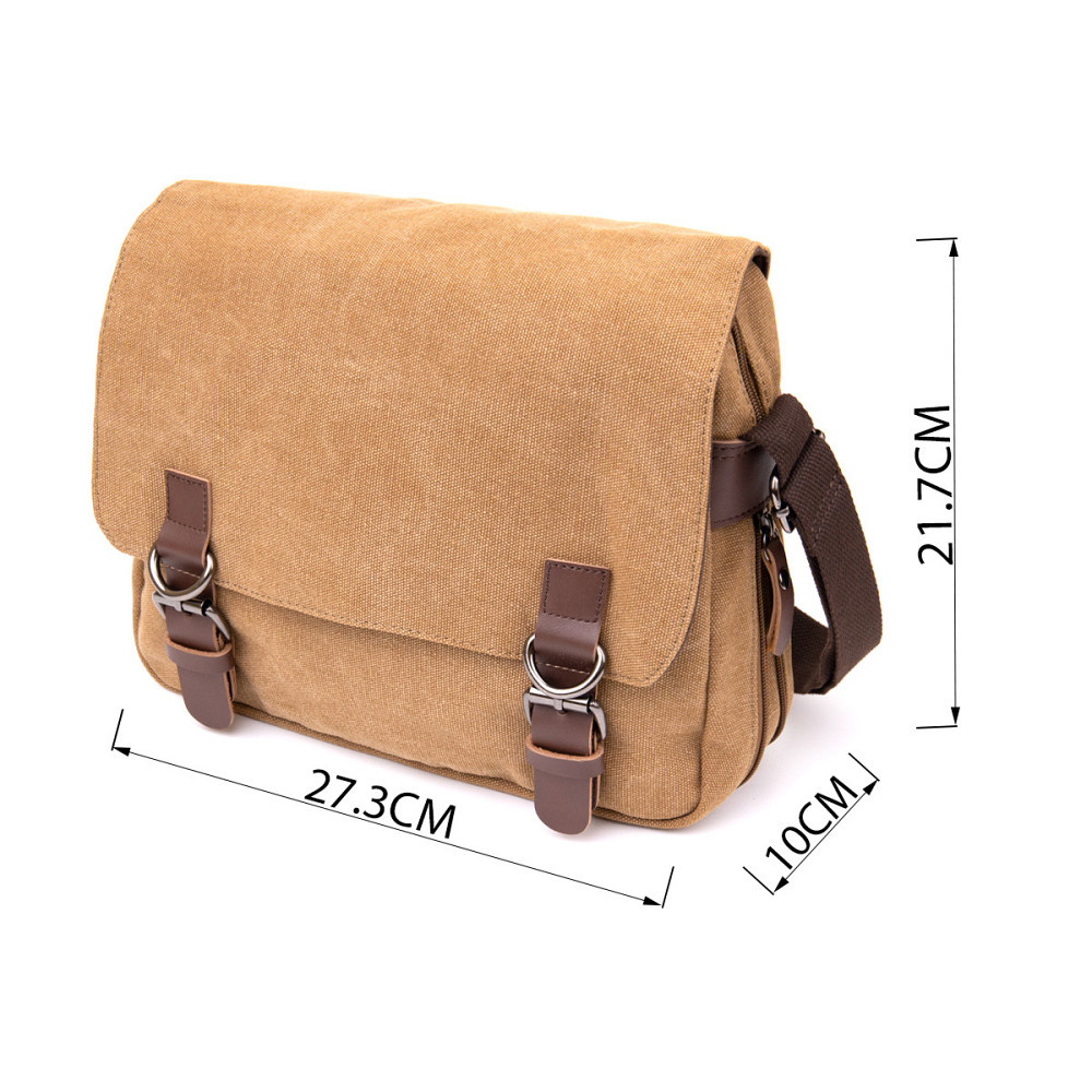 Сумка почтальонка текстильна Vintage 20607 Пісочна Київ - фото 2