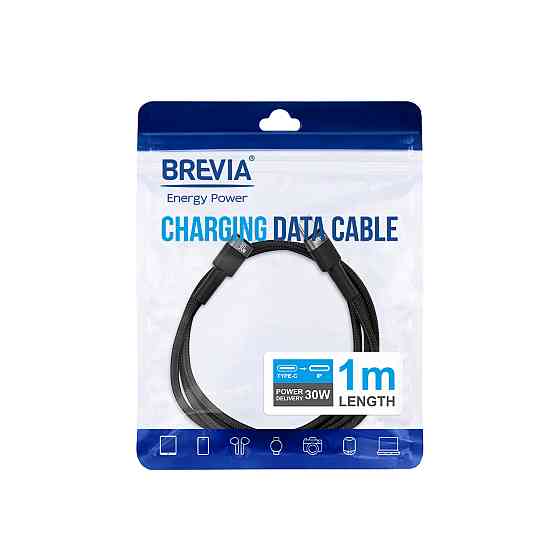 Кабель Brevia Type-C to Lightning 30W 1м, чорний ZIP (53100BCLZ1) Львів