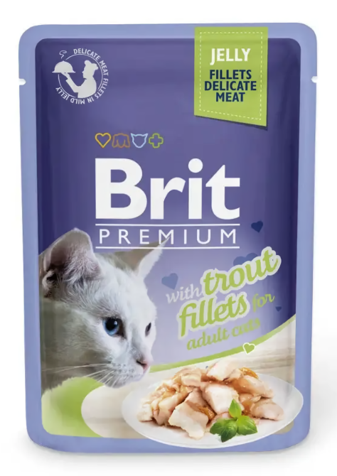 Влажный корм Брит Brit Premium Cat pouch для кошек кусочки филе форели в желе 85 г Винница - изображение 1