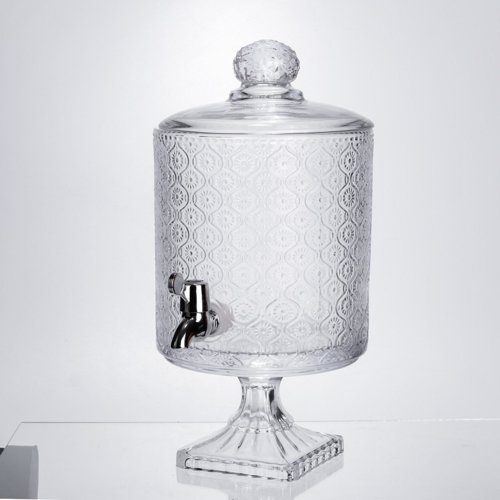 Лимонадниця з краном на підставці скляна 4.5 л лимонадник 39 см прозорий HP-19-3045-7 Київ - фото 1