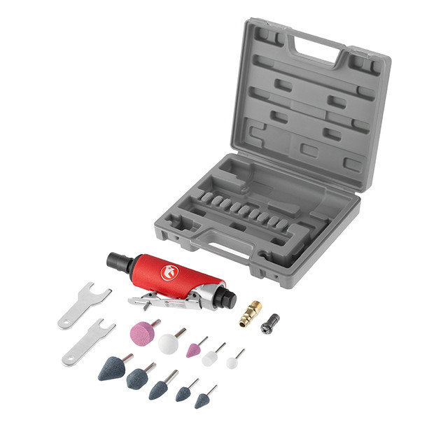 Шліфмашина пневматична міні, 1/4", до 6 атм, 25 000 об/хв, 115 л/хв, набір шліфувальних каменів 10 од., кейс INTERTOOL PT-1003 Київ - фото 10