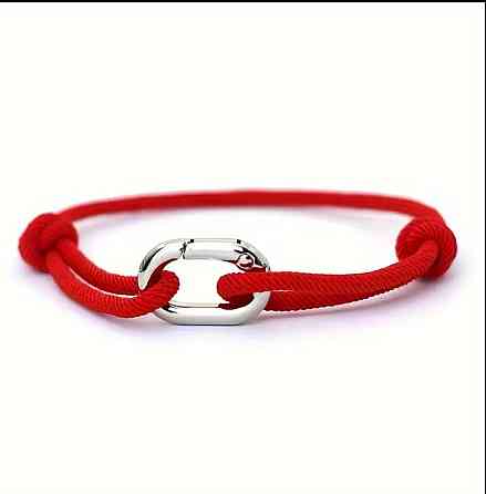 Красный браслет-оберег из шнура с металлическим карабином Киев