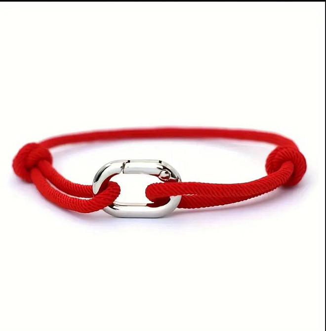 Красный браслет-оберег из шнура с металлическим карабином Киев - изображение 1