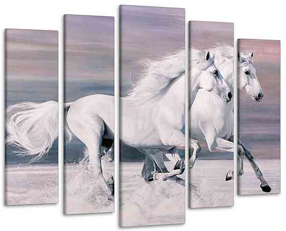Модульна картина у вітальню / спальню Пара білих коней Art-478_5 ( 80х118см ) Київ