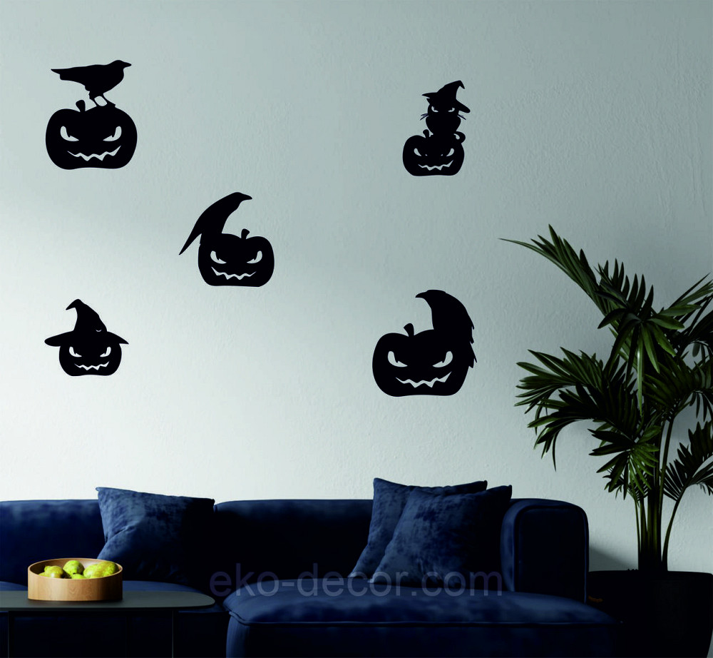 Декоративне настінне Панно «Хелловін - гарбуз з котом», Декор на стену Київ - фото 7