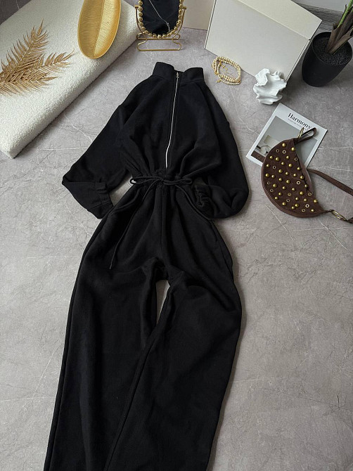 Женский теплый повседневный комбинезон из двухстороннего флиса Черный, 48/52 Одесса - изображение 3