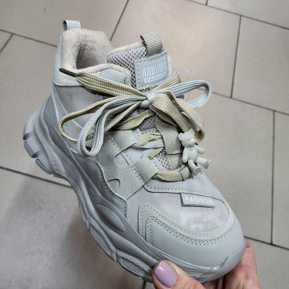 Кроссовки  для девочки подростка бежевые на флисе 33,34,35,36,37,38 Николаев - изображение 3