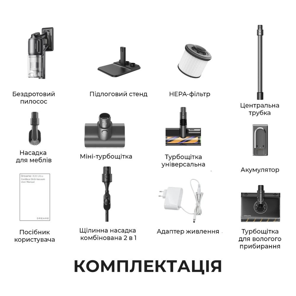 Акумуляторний пилосос Dreame R20 Ultra AquaCycle (VRV57F) ( 10296 ) Харьков - изображение 15