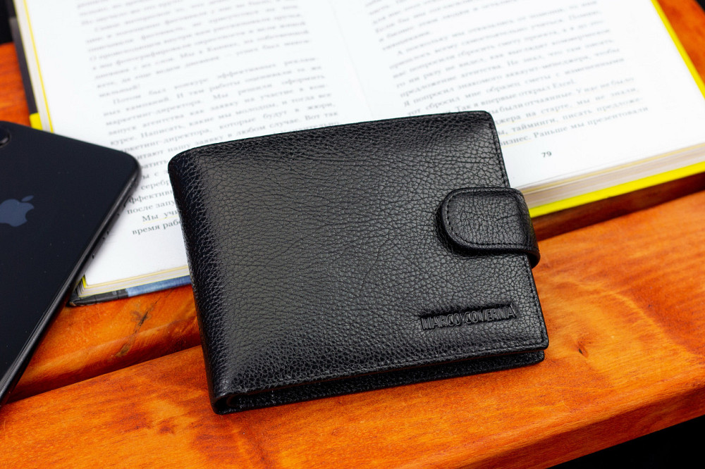 Черное кожаное мужское портмоне с отделением для документов Marco Coverna MCBK010-805 Каменское - изображение 8