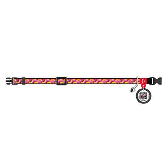 Ошейник для кошек нейлоновый WAUCAT Nylon с QR паспортом, рисунок 