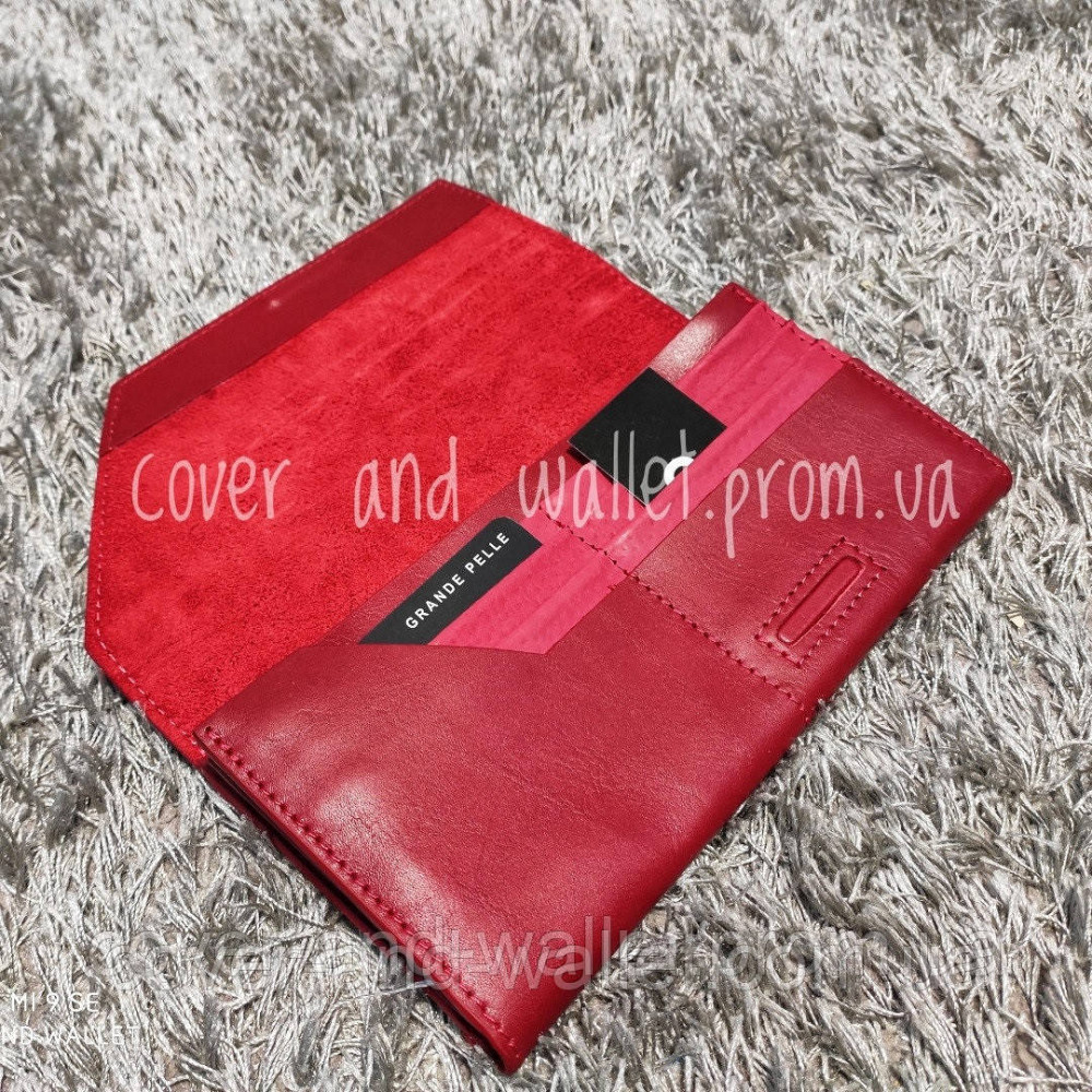Модний жіночий червоний гаманець з італійської шкіри Grande Pelle Festa Київ - фото 6