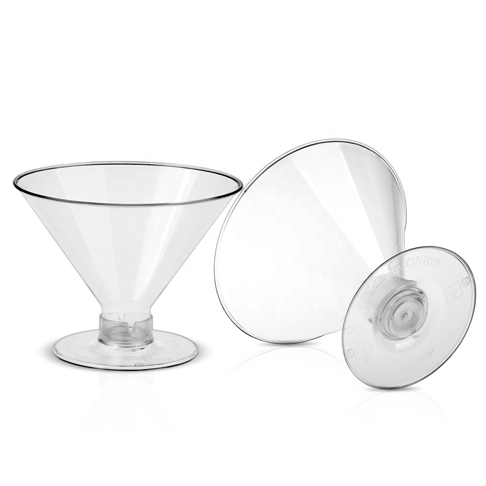 Набор стаканов десертных 150 мл, 10 шт, многоразовые, пластиковые для фуршетов креманка на съёмной ножке для десертов,прозрачная Каменец-Подольский - изображение 2