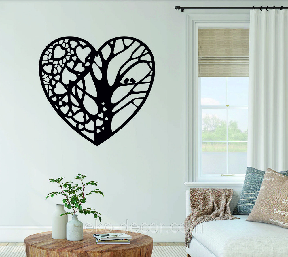 Декоративное настенное Панно «Дерево сердце» Декор на стену 70*65 см, Черный Киев - изображение 3