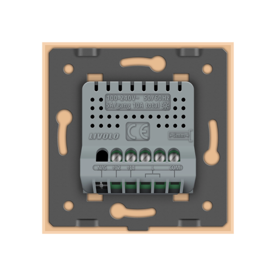 LIVOLO Розумний сенсорний прохідний/перехресний EC вимикач 2 сенсора Livolo золото скло (VL-M7F Коломия