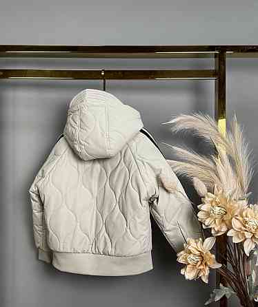 Демисезонная куртка бомбер для девочек с лампасами 116 Николаев