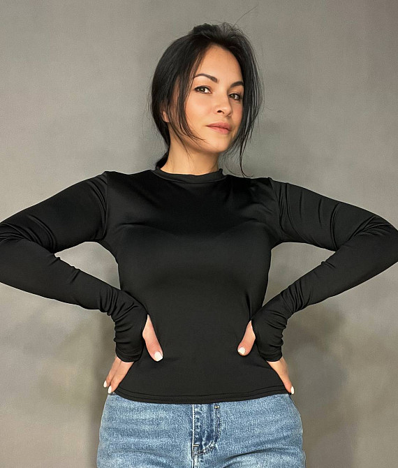 Лонгслив женский Ariadna 5134 лонгслив рукав на палец круглое горло микродайвинг one size, черный, o Одесса - изображение 3