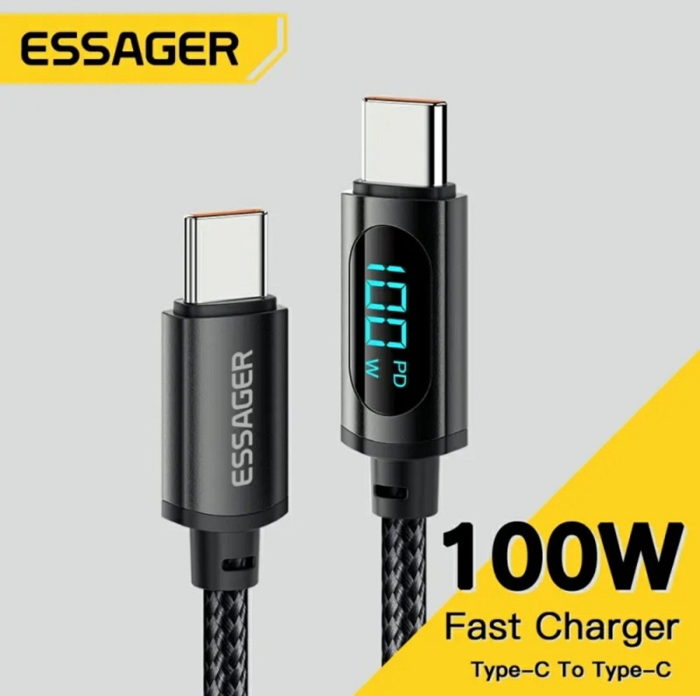 Essager 2m 100W Type C to Type C display cable кабель QC PD Киев - изображение 1
