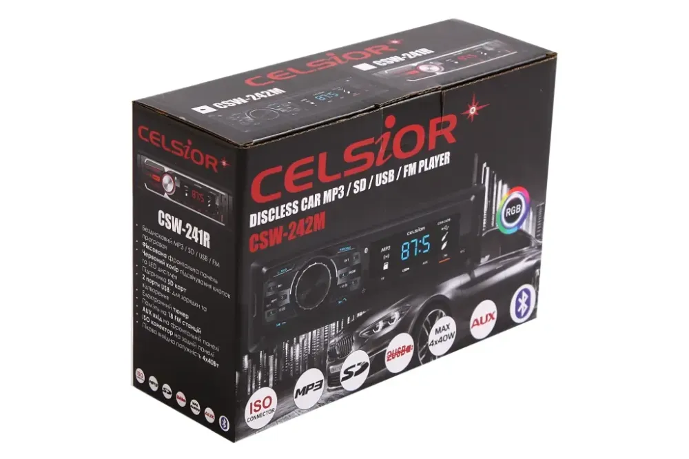Автомагнітола Celsior CSW- 242M RGB BT/USB+USB Charge/MicroSD/ISO/доп. розєм (без радіатора) Вінниця - фото 5
