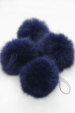 Хутряний бубон на шапку з кролика Синій 7-8 см Харків