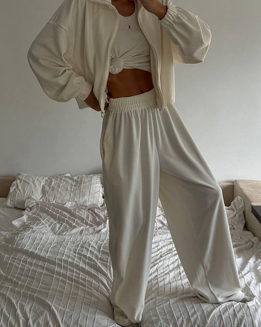 Жіночий теплий оверсайз костюм двійка: кофта і штани турецький полар фліс Одеса - фото 2