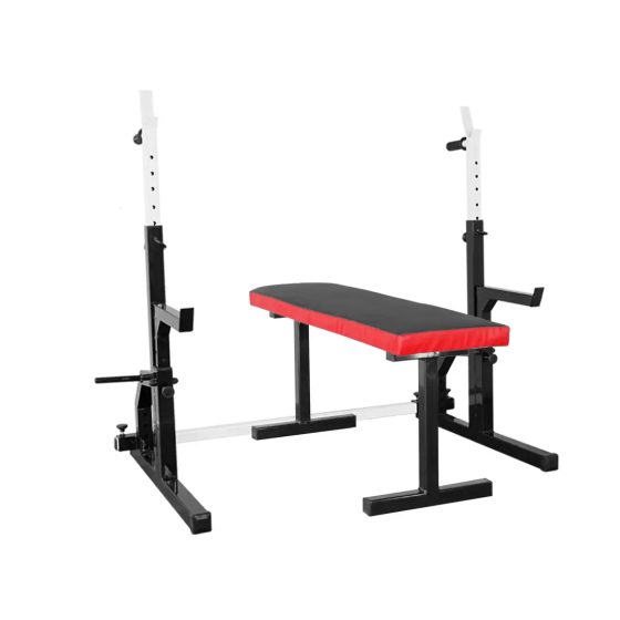 Скамья горизонтальная для жима + Стойки со страховкой 50 на 50 мм с брусьями и штырями под блины Киев