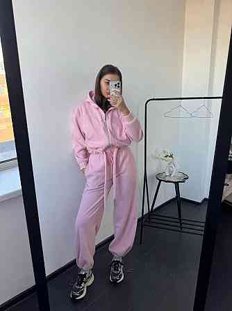 Женский теплый прогулочный костюм двойка: худи и брюки двусторонний полар флис Розовый, 42/44 Одесса