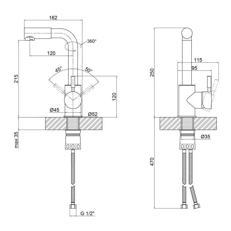 Смеситель для умывальника WEZER EKO1B-01 сатин Киев - изображение 4