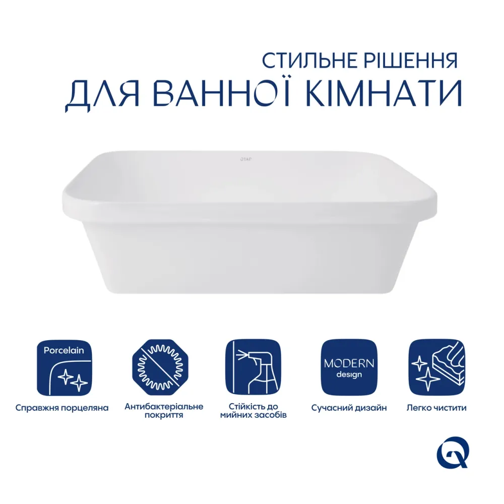 Комплект Qtap Scorpio: Раковина врізна прямокутна 510х390х145 мм White + Донний клапан PU02 Київ - фото 3