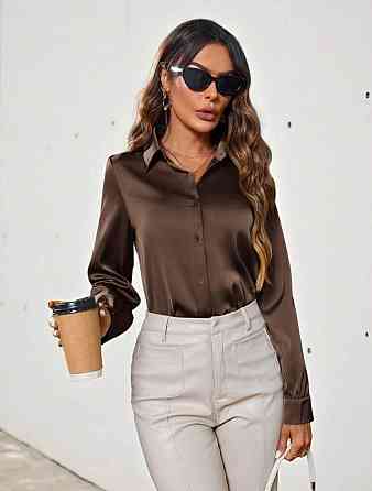 Женская базовая рубашка на пуговицах из шелка Армани Шоколад, 42/44 Одесса