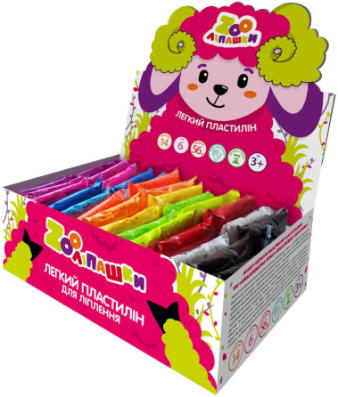 Пластилін легкий ZOOлипашки шоу-бокс "Баранчик" ZIRKA 140213 (шоу-бокс 14 кольорів, 56 стиків по 6 г) Вінниця