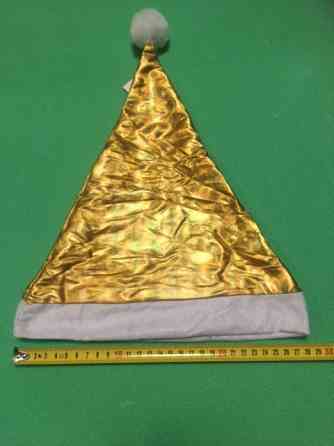 Новогодняя шапка золотая блестящая для детей и взрослых - размер окружности около 56 см, текстиль Киев