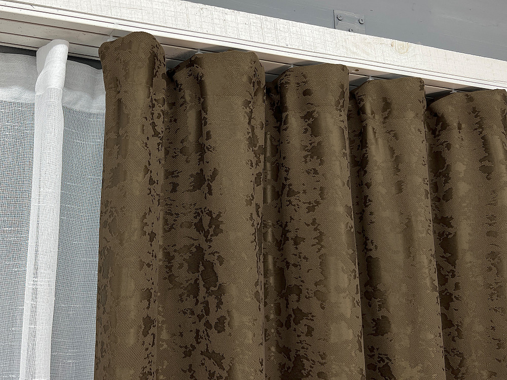 Комплект штор VR-Textil Льон Мармур 150х270 2шт і Тюль 500х270 1261ш-1429т Коричневий з білим 71-176/4 Київ - фото 8