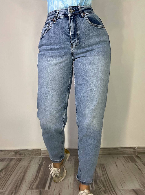 Джинси жіночі Mikaletta 3255 MOM RELAX comfort jeans висока посадка банани стрейчеві блакитні, блакитний, 29, 29, 82 см, 115 см Київ - фото 6