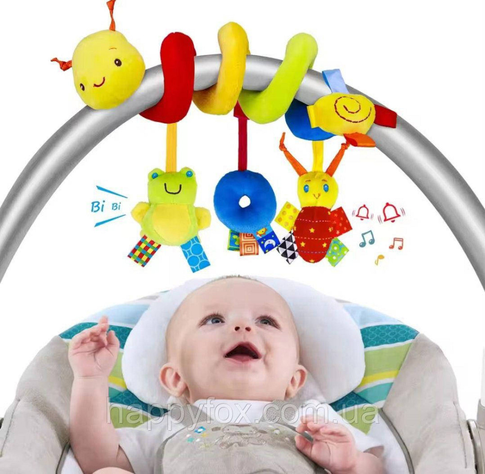 Спіральна підвісна дитяча іграшка "Гусениця" на кроватку / коляску / автокрісло, колір-різнокольорів Львів - фото 1