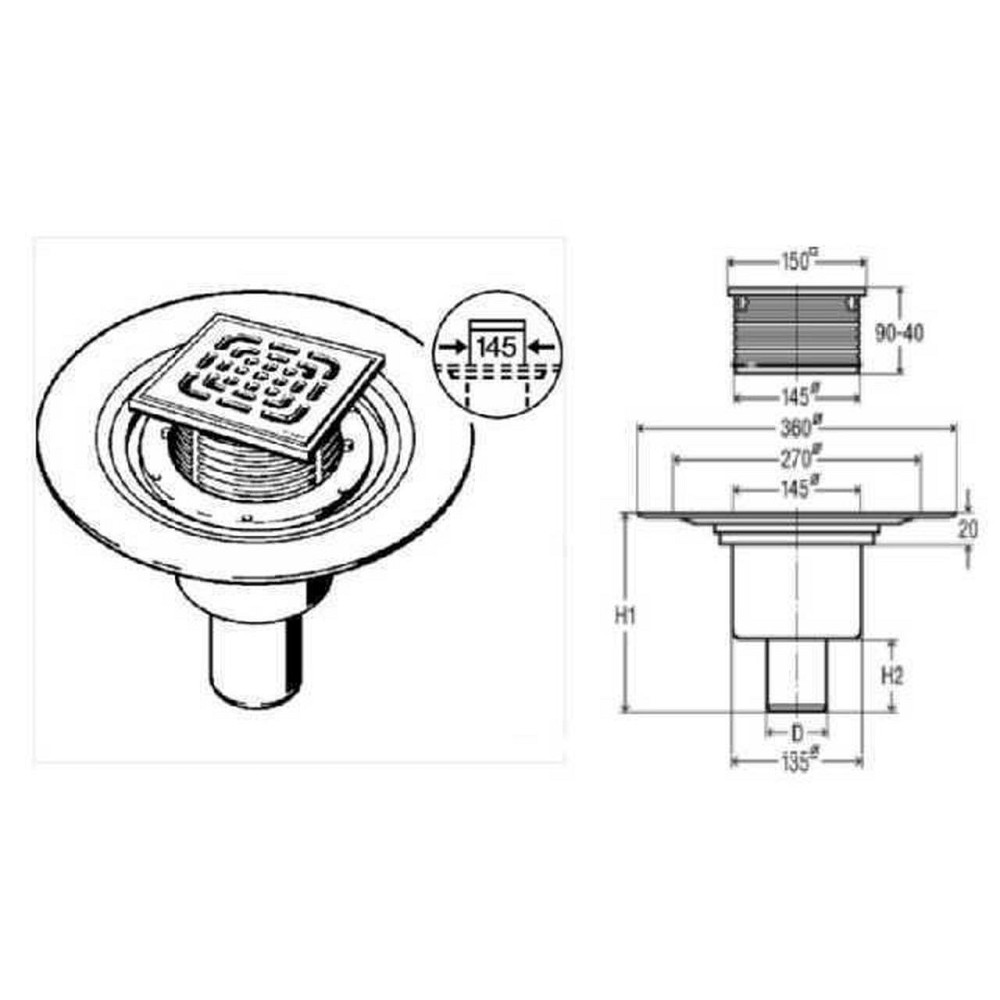 Трап VIEGA ф50 нерж. решетка 150*150 с сифоном 557188 (284862) (000001512) Киев - изображение 2
